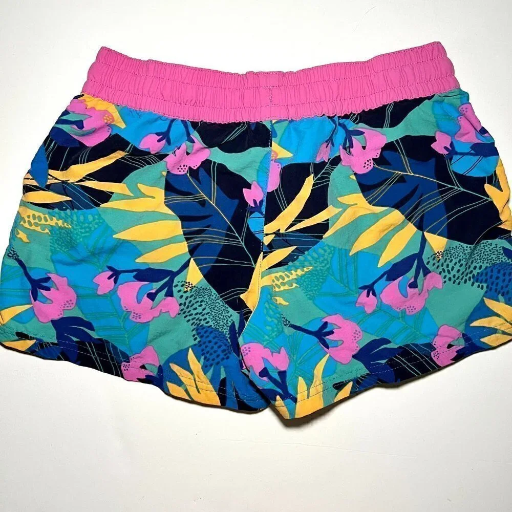PATAGONIA Wild Beryl Green Surf Swim Shorts Pink Blue Green Floral Girls XL